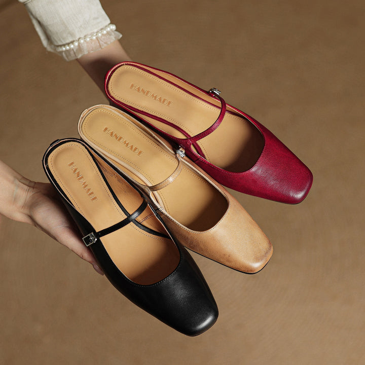 Meyra Leather Slip-On Mules