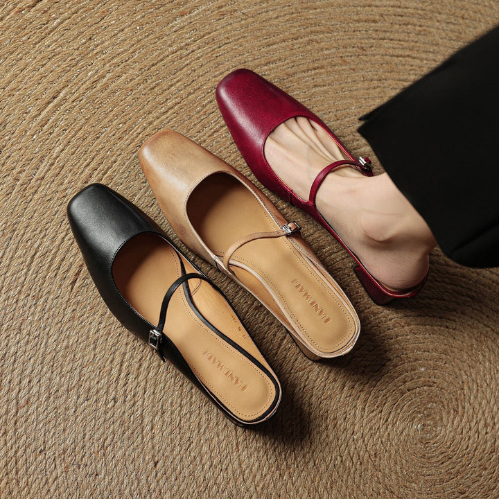 Meyra Leather Slip-On Mules