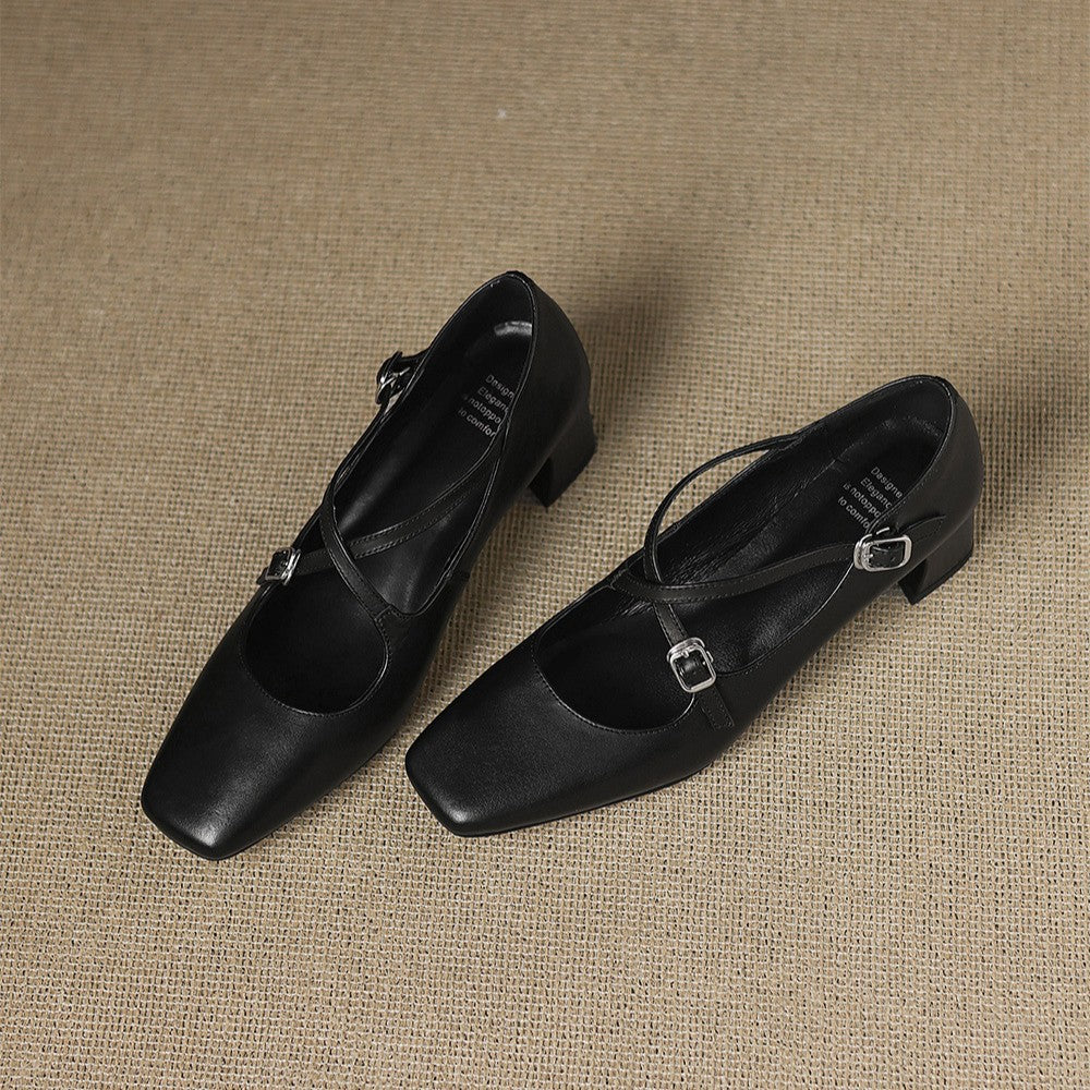 Marvane Leather Kitten Heel Shoes