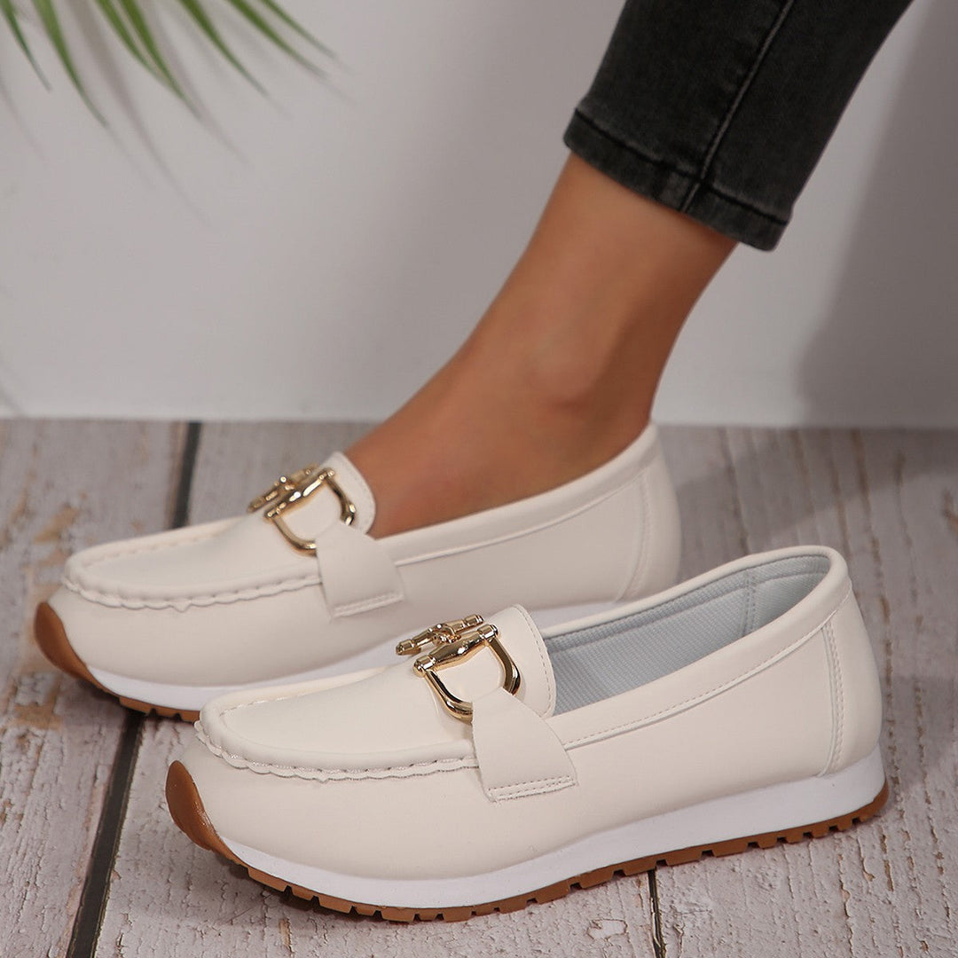 Ellie - Sleek Buckle Flat Loafers