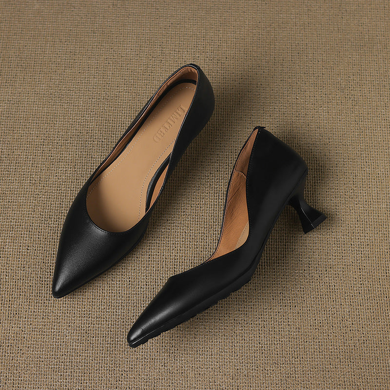 Calenne Leather Kitten Heels for Elegant Style