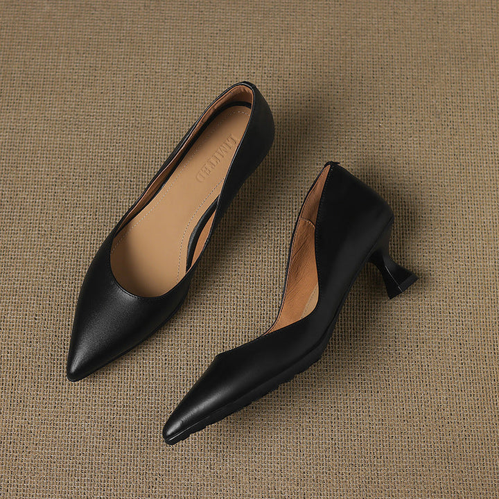 Calenne Leather Kitten Heels for Elegant Style
