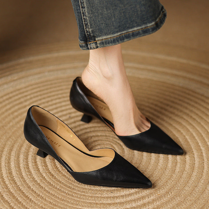 Ceyra Leather Kitten Heel Shoes