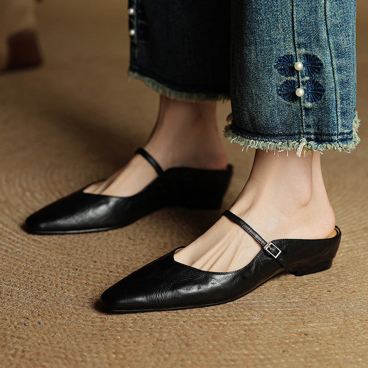 Thea Authentic Leather Slides