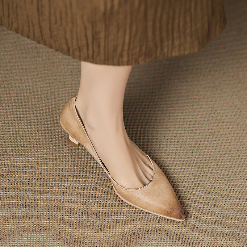 Calenne Leather Kitten Heels for Elegant Style