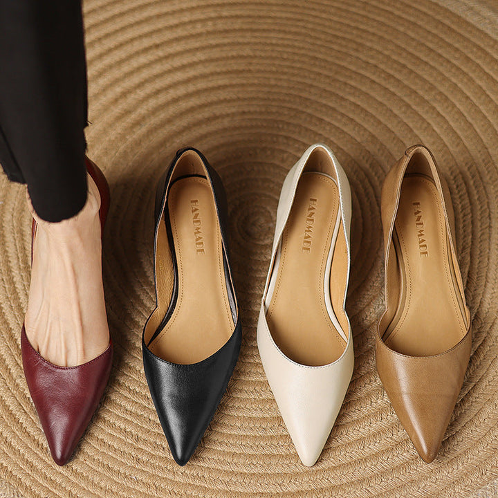 Ceyra Leather Kitten Heel Shoes