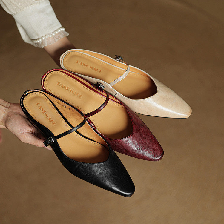 Thea Authentic Leather Slides