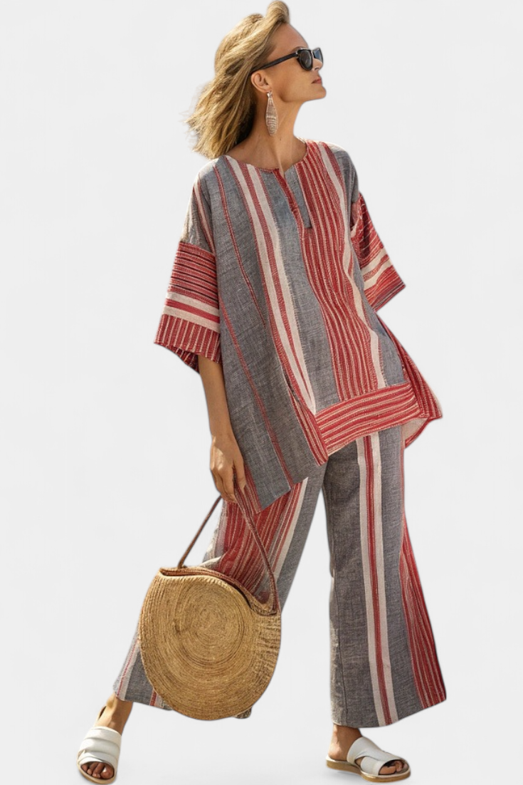 Bravine | Chic Coral Linen Ensemble