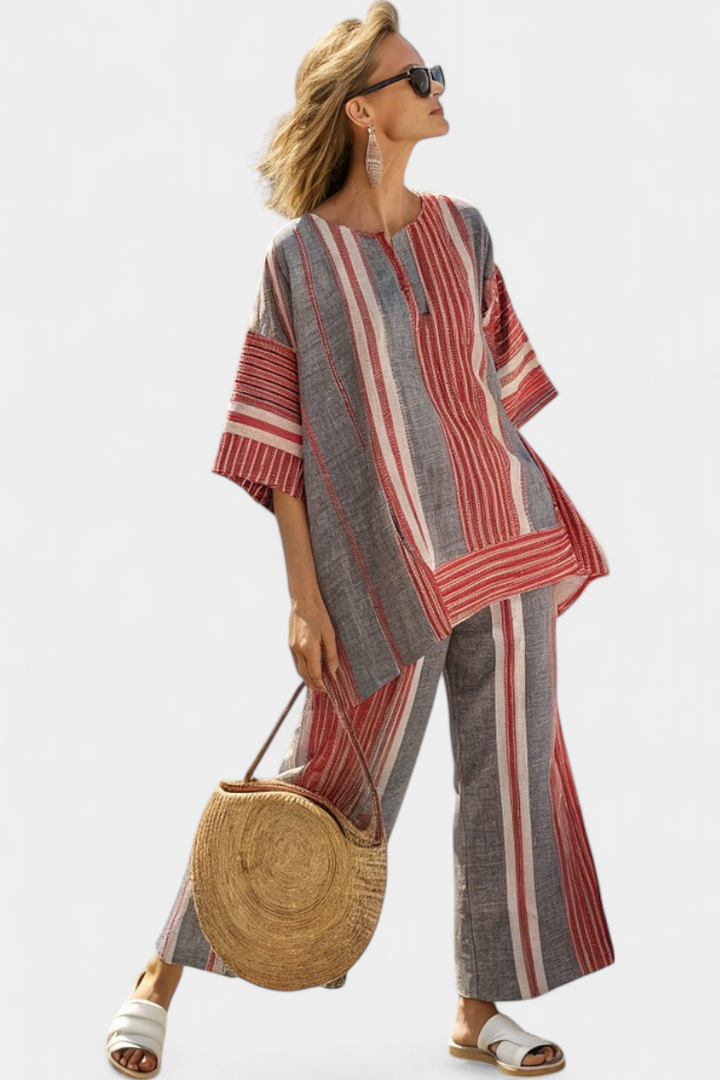 Bravine | Chic Coral Linen Ensemble