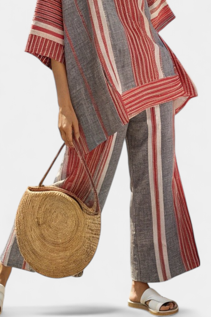 Bravine | Chic Coral Linen Ensemble