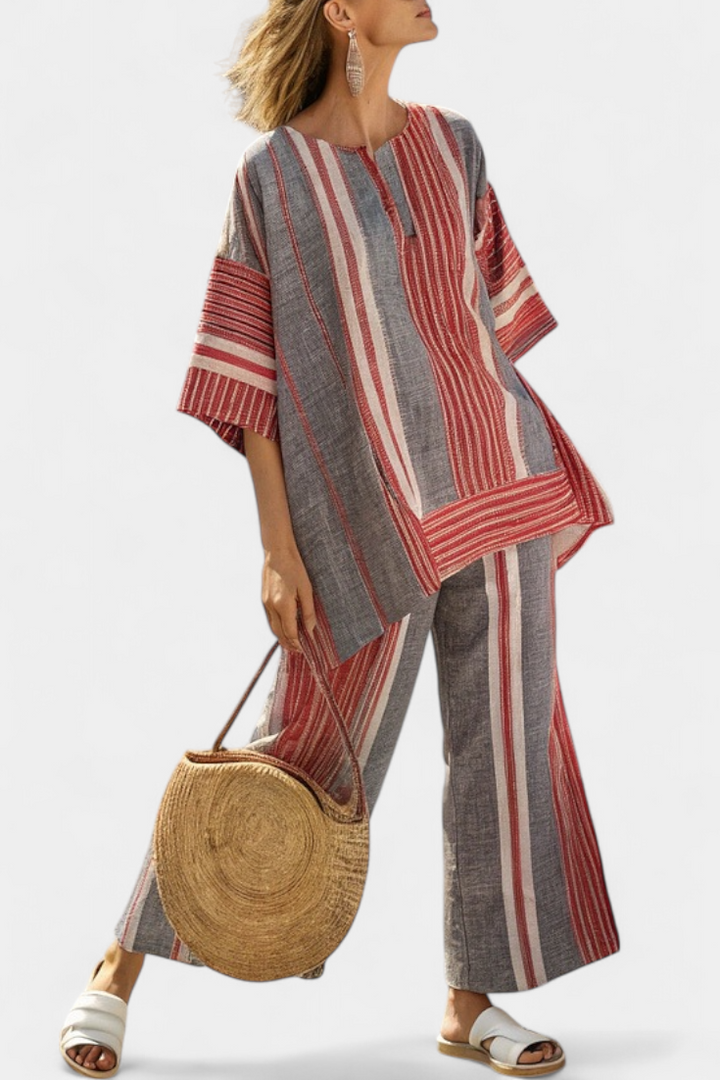 Bravine | Chic Coral Linen Ensemble