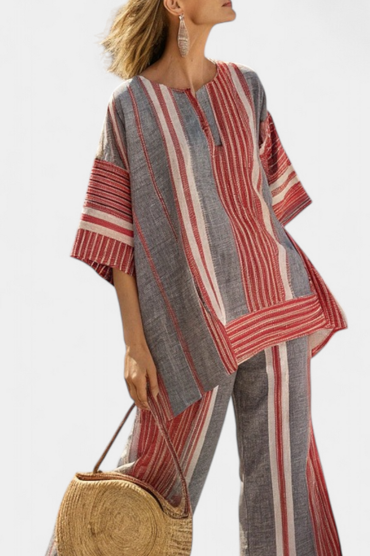 Bravine | Chic Coral Linen Ensemble