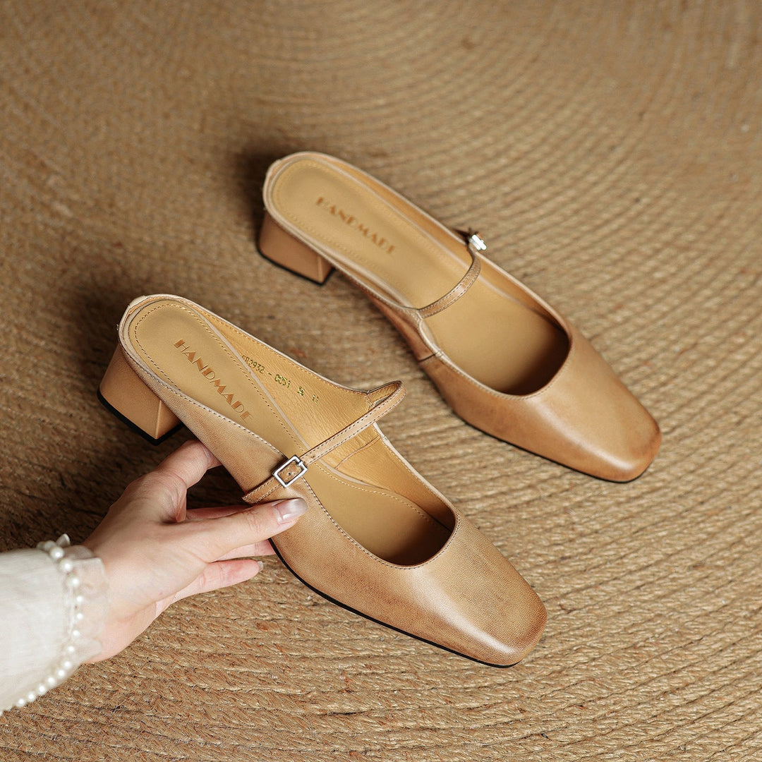Meyra Leather Slip-On Mules
