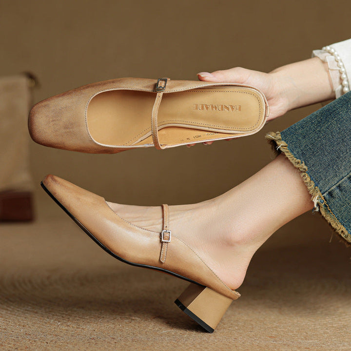Meyra Leather Slip-On Mules