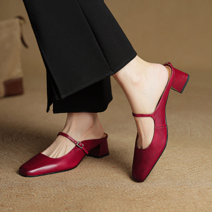 Meyra Leather Slip-On Mules