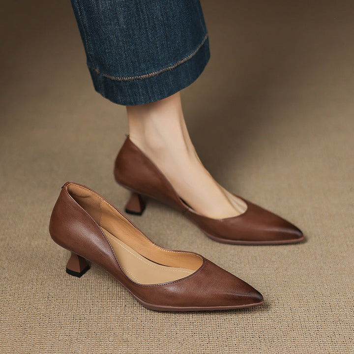 Calenne Leather Kitten Heels for Elegant Style