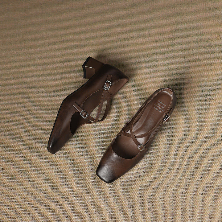Marvane Leather Kitten Heel Shoes