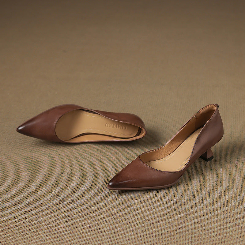 Calenne Leather Kitten Heels for Elegant Style
