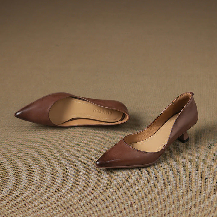 Calenne Leather Kitten Heels for Elegant Style