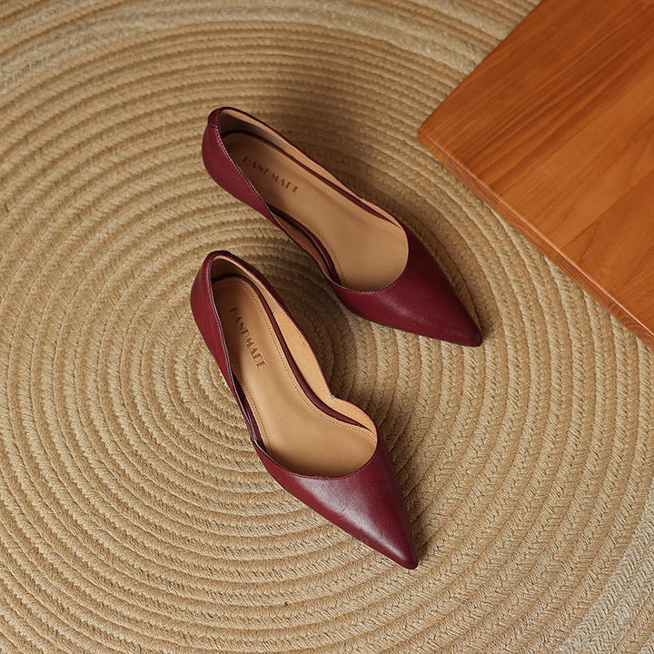 Ceyra Leather Kitten Heel Shoes