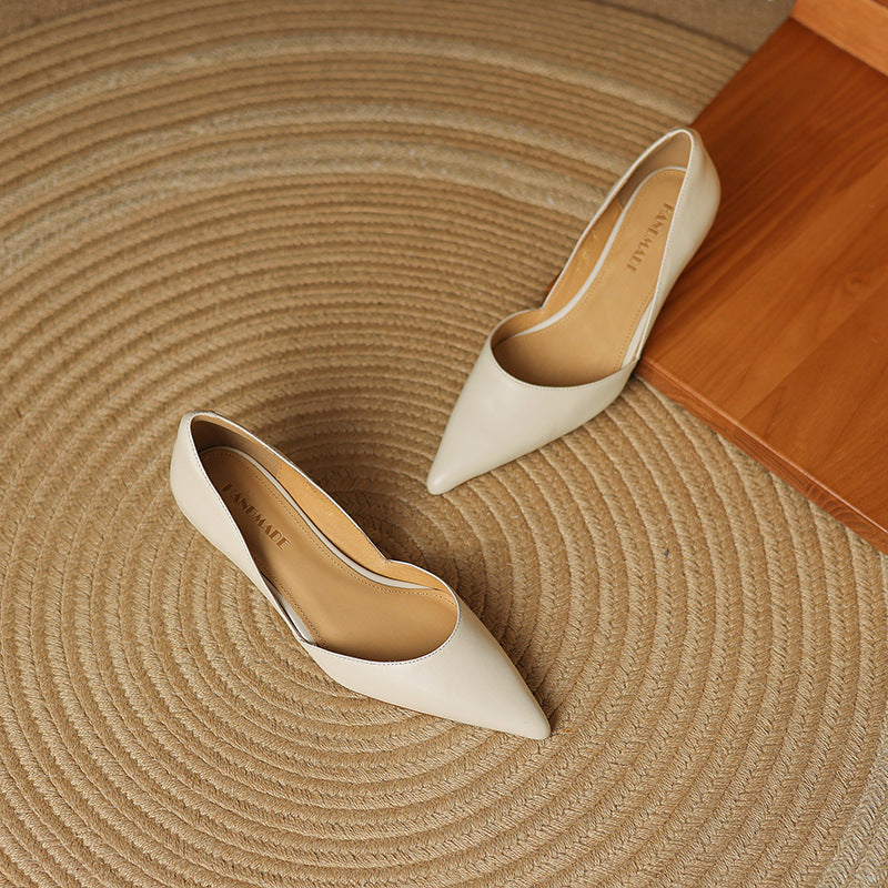 Ceyra Leather Kitten Heel Shoes