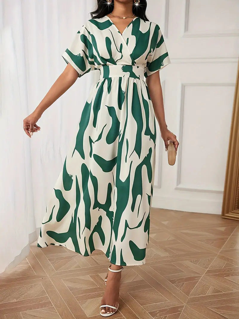 Bixie - Elegant Abstract Print Dress