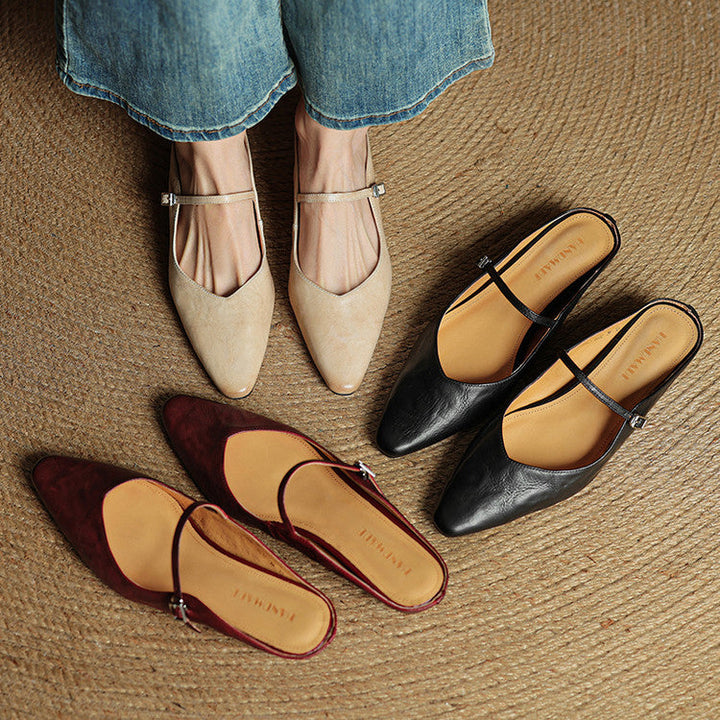 Thea Authentic Leather Slides