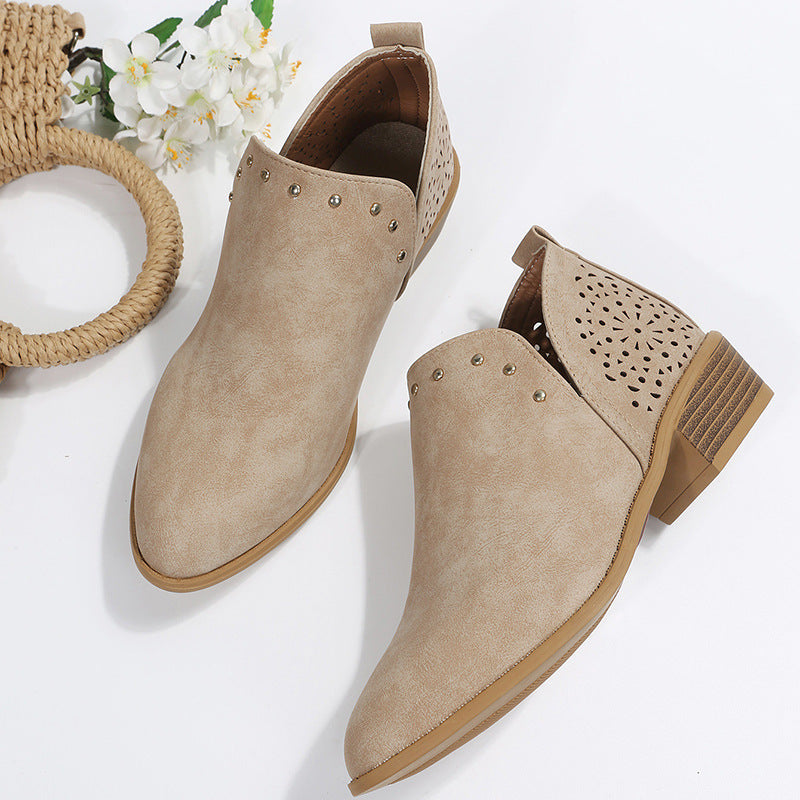 Caitlin | Perforated Low-Cut Ankle Boot