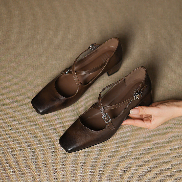 Marvane Leather Kitten Heel Shoes