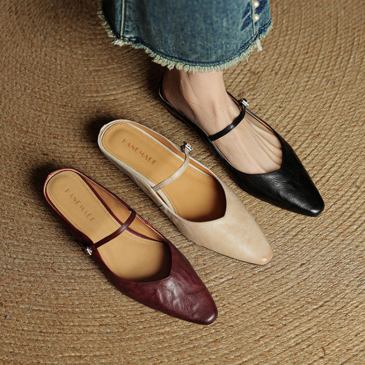 Thea Authentic Leather Slides