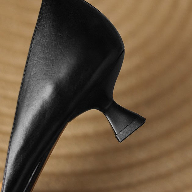Ceyra Leather Kitten Heel Shoes