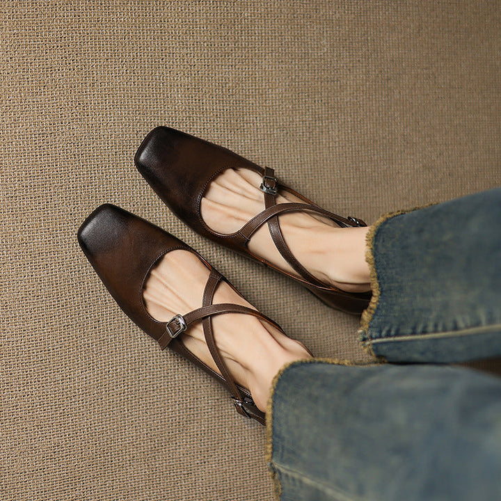 Marvane Leather Kitten Heel Shoes