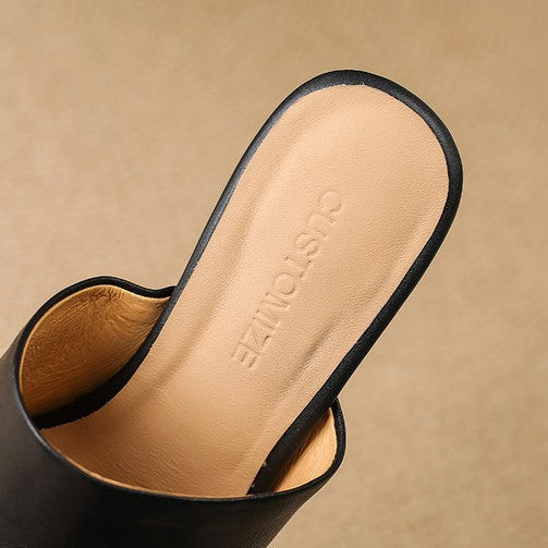 Virelle Curved Leather Mule Heels