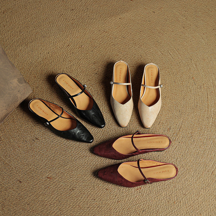 Thea Authentic Leather Slides