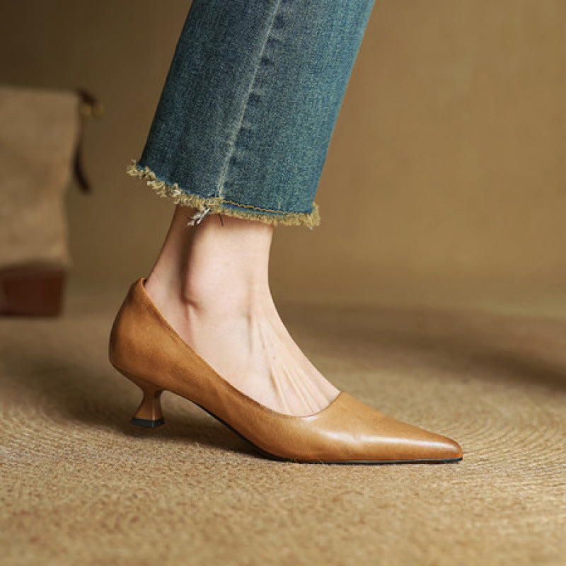 Serane Genuine Leather High Heels
