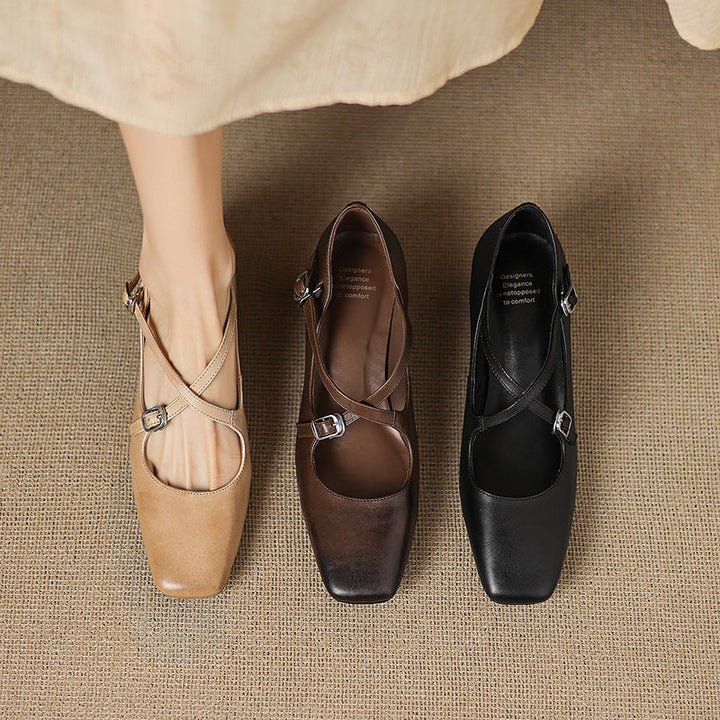 Marvane Leather Kitten Heel Shoes