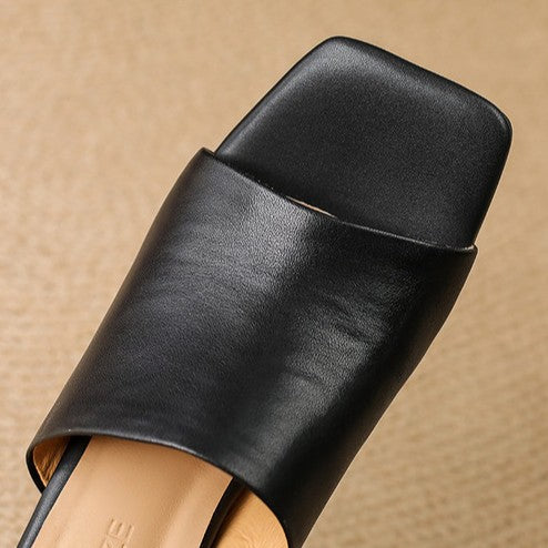 Virelle Curved Leather Mule Heels