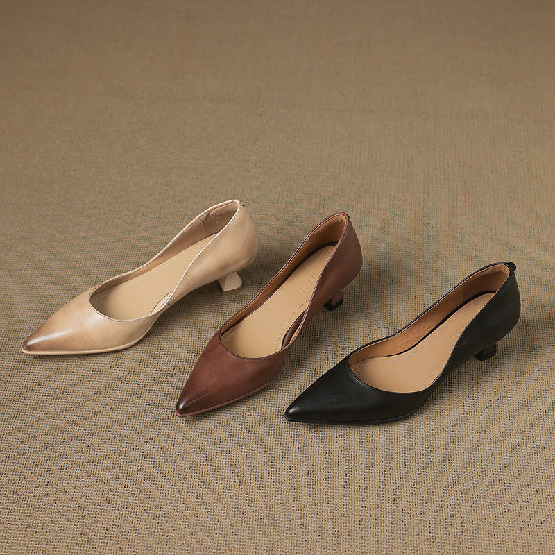 Calenne Leather Kitten Heels for Elegant Style