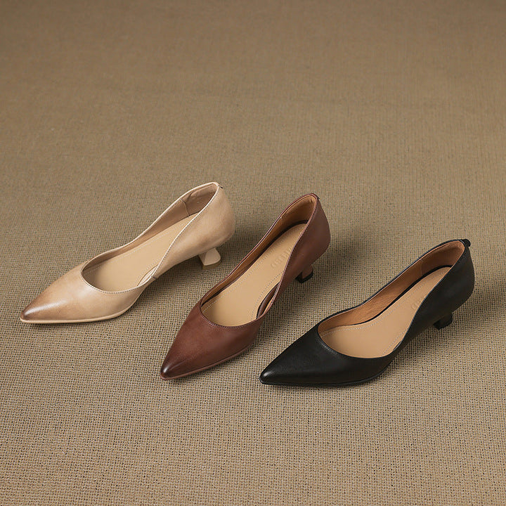 Calenne Leather Kitten Heels for Elegant Style