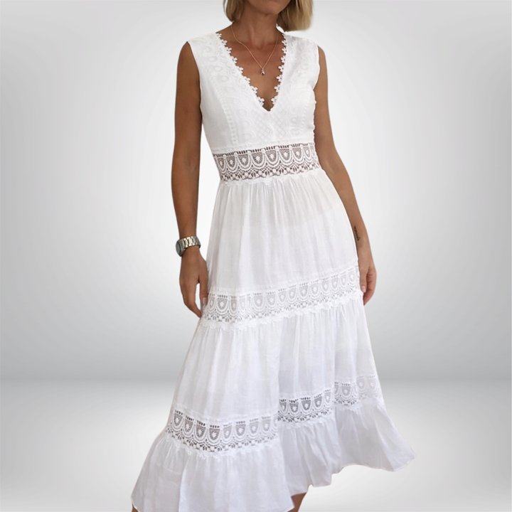 Aurélie™ | Chic V-Neck Lace Dress