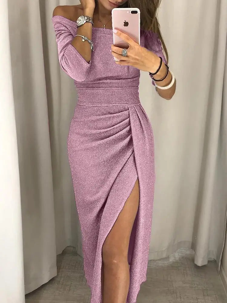 Aina - Elegant Slit Glam Dress