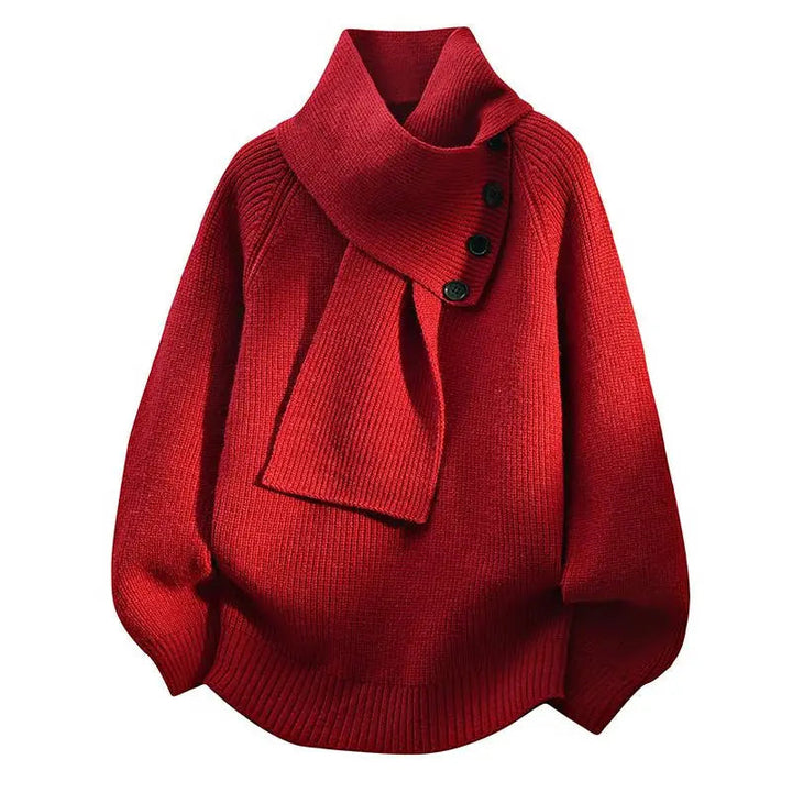 Arielle | Comfy Scarf-Neck Knit Sweater