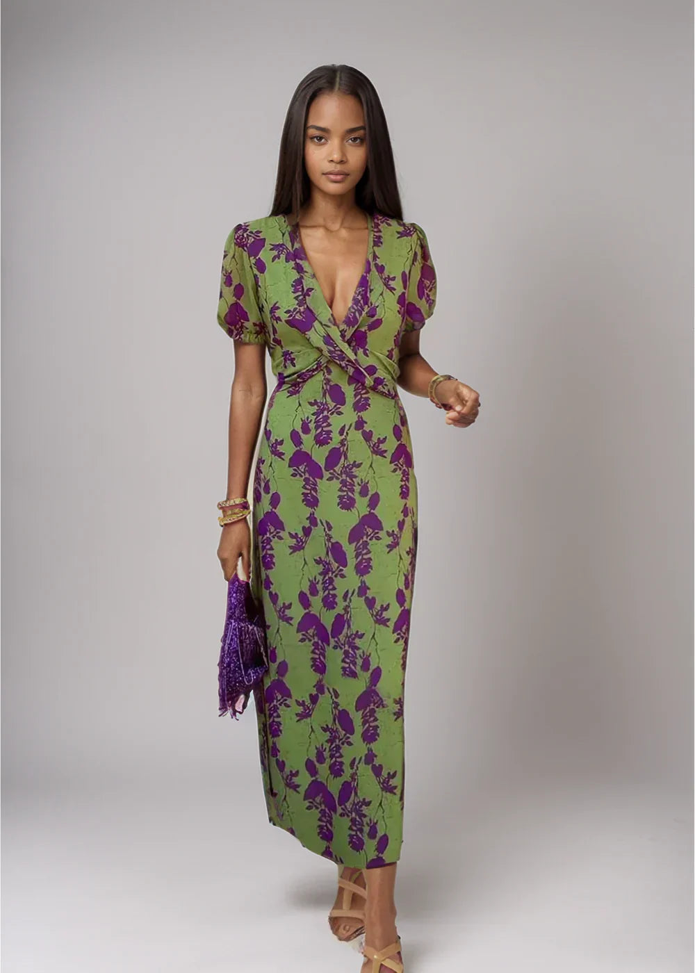 Ayesha - Graceful Floral Midi Dress