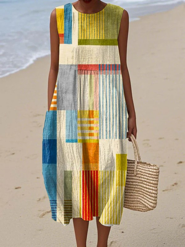 Eve | Midi Dress with Geometric Design