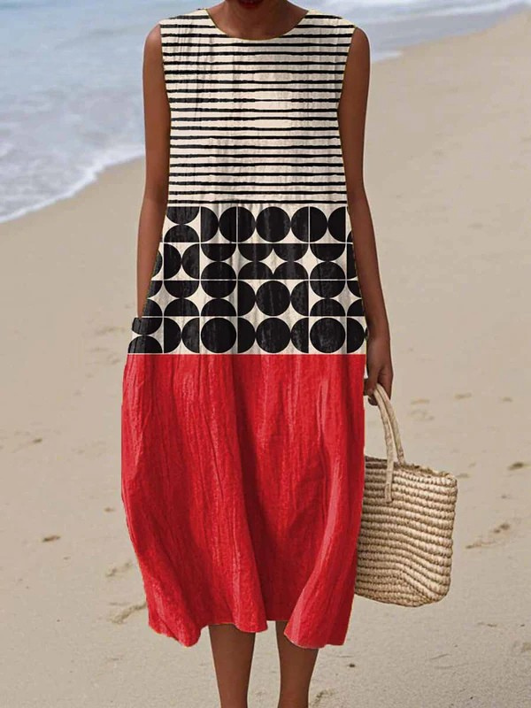 Jane | Midi Dress with Color-Block Design