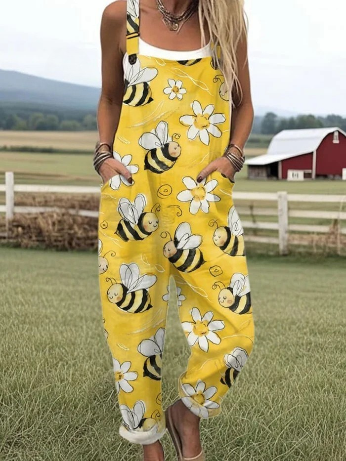 AURORA – EMBROIDERED FLYING BEES JUMPSUIT