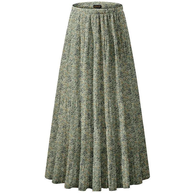 Floral Print Elastic Waist Skirt for Autumn and Winter