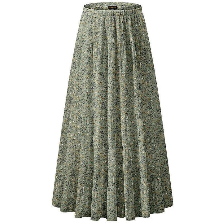 Floral Print Elastic Waist Skirt for Autumn and Winter
