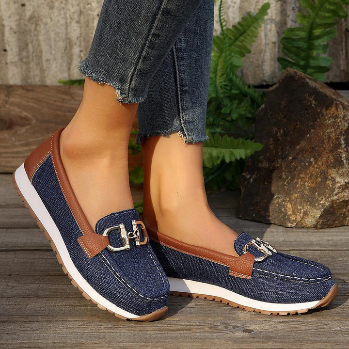 Ellie - Sleek Buckle Flat Loafers