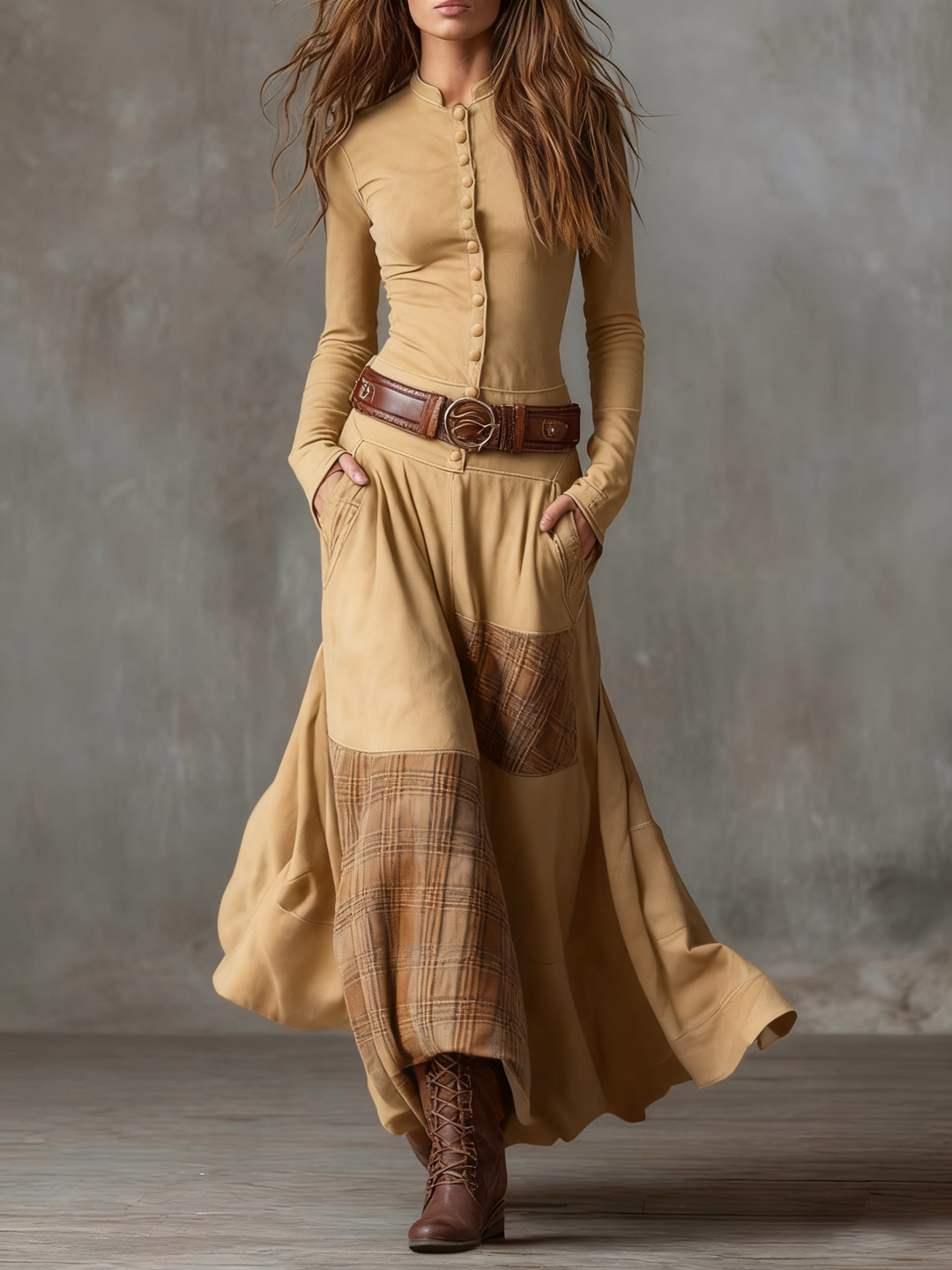 Izabella™ Suede Maxi Dress with Complimentary Belt